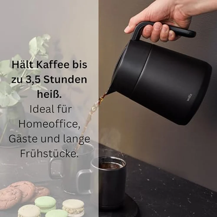 Wilfa Performance Thermokanne, Edelstahl Wasserkocher mit 3,5 Stunden Wärmespeicherung, Schwarz – Bild 3