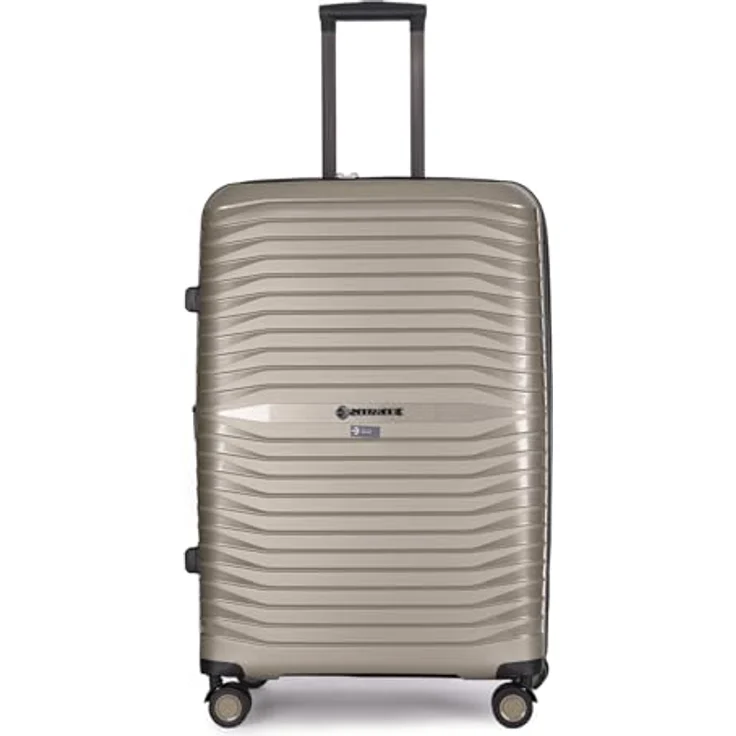 Stratic Bright+ Hartschalen-Koffer Trolley Koffer groß Reisekoffer, 4 Rollen, erweiterbar, TSA-Schloss (Größe L, Champagne) – Bild 1