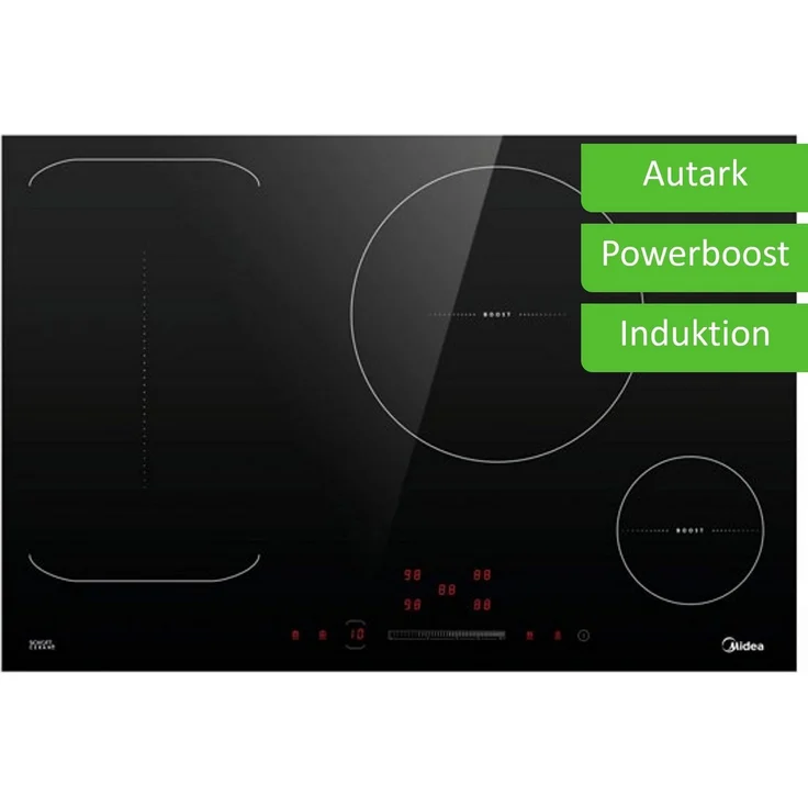 Midea Induktions-Kochfeld KI800IX, Autark, FlexZone, Booster, TouchSensor, 77 cm, Schwarz – Bild 1