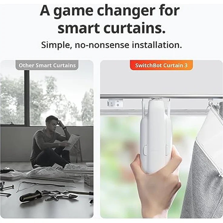SwitchBot Smart Automatischer Vorhangöffner - Bluetooth Fernbedienung mit App/Timer, Aufgerüsteter Hochleistungsmotor, Kompatibel mit Alexa, Google Home(SwitchBot Hub erforderlich) (Curtain 3, U Rail) – Bild 3