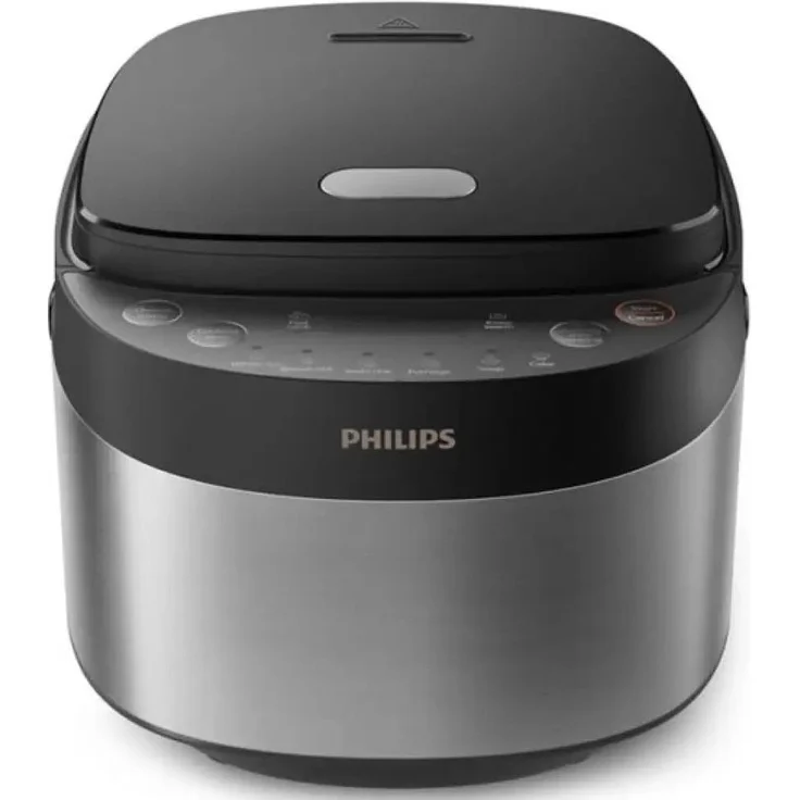 Philips 3000 HD3093/80, Reiskocher für 2-3 Personen, Schwarz/Silber, 0,85 l, 600 W, 8 Programme, Antihaftbeschichtung – Bild 1