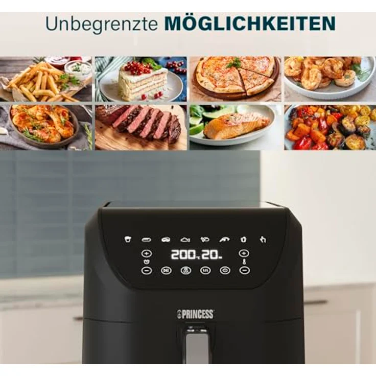 PRINCESS Heißluftfritteuse 182256 SlimFry, 2000 W, 8 l Volumen, digitales Bedienfeld, gesundes Frittieren ohne Öl – Bild 8