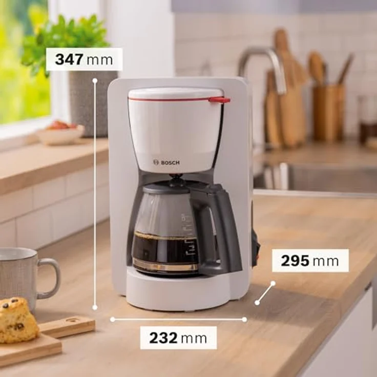 Bosch Filterkaffeemaschine MyMoment TKA2M111,1200 W, Glaskanne 1,25 l, für 10-15 Tassen, 40min Warmhaltefunktion, Weiß matt – Bild 2