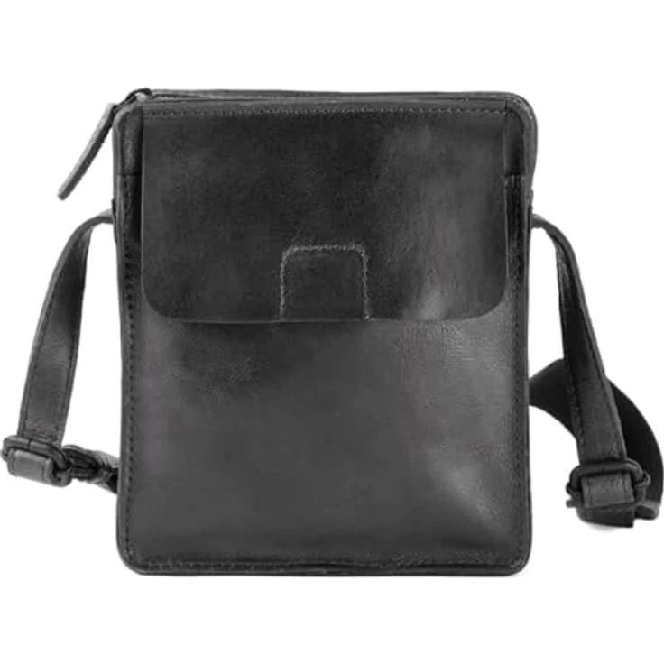 Harold's Aberdeen Umhängetasche, lässige Tasche aus pflanzlich gegerbtem Rindleder, schwarz, 18 x 5 x 21 cm – Bild 1