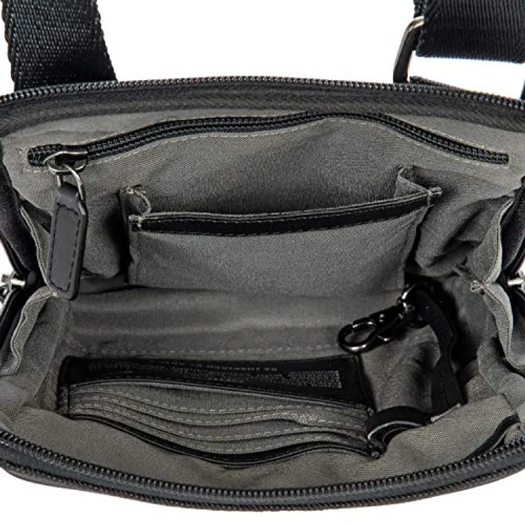 Brics Monza Handtasche, kompakte Schultertasche aus Leder und Nylon, Schwarz, mit organisiertem Innenraum und verstellbarem Schultergurt – Bild 5