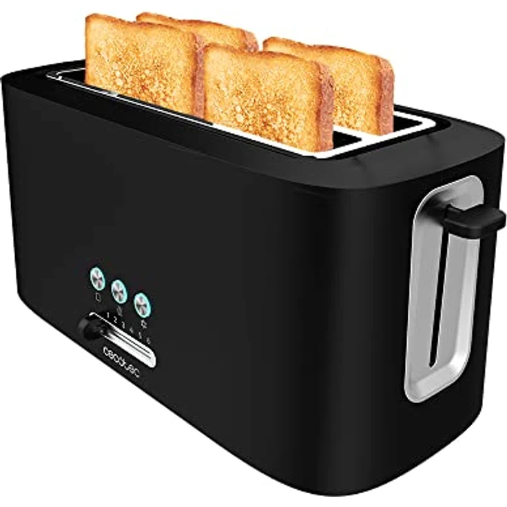 Cecotec Toast&Taste 16000, Doppelschlitz-Toaster mit 1630 W, 2 extra breiten Langschlitzen, schwarzes Design, 9 Toastfunktionen, Brötchenaufsatz – Bild 1