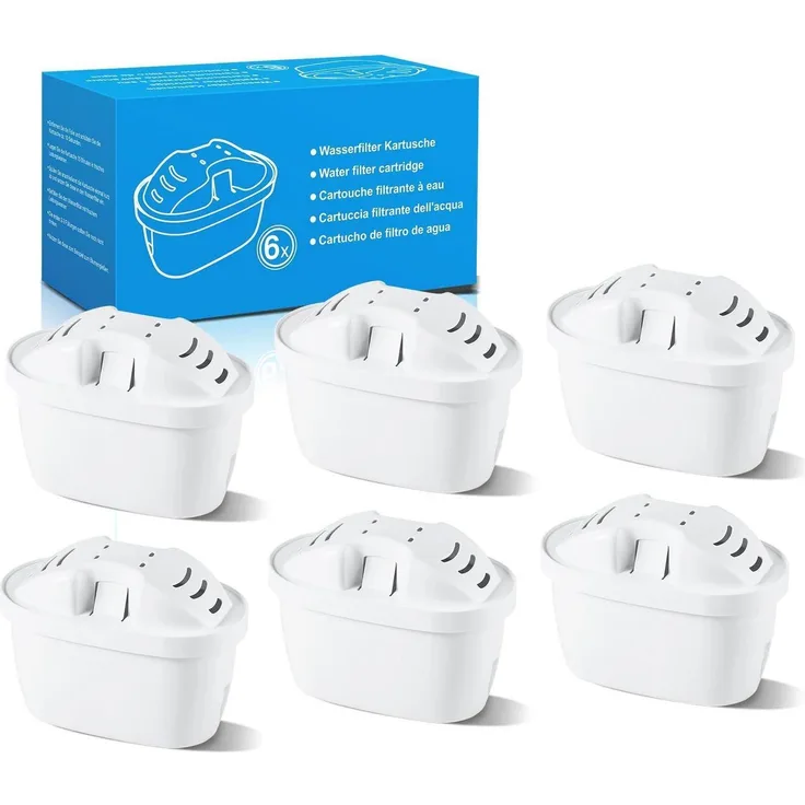 Mutital Wasserfilter-Kartuschen, 6 Stück, Ersatz für Brita Maxtra+, 5-stufige Filtertechnologie, BPA-frei, kompatibel mit Brita Marella, Style, Elemaris XL, Aluna, Mavea Systemen