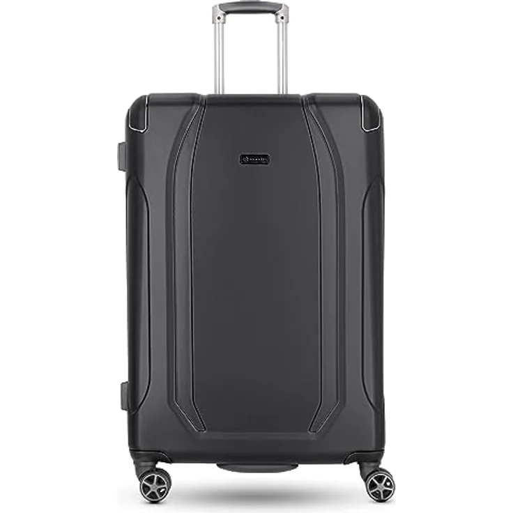 Bugatti Valencia Koffer & Trolley groß | Hergestellt aus ABS mit arretierbarer Griff, Kreuzpackgurt, 4 Rollen und einem TSA-Schloss | 51 cm x 30 cm x 77 cm
