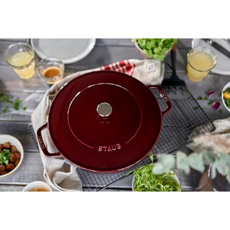 STAUB Bräter mit Chistera 28 cm, Gusseisen, induktionsgeeignet, Grenadine – Bild 7