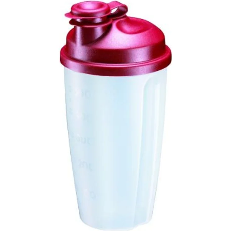Westmark Dressingshaker, Schüttelbecher, Shaker mit herausnehmbarer Mixscheibe, Messskala und verschließbarem Ausgießer, Füllvolumen: 0,5 Liter, Kunststoff, Mixery, Rot-Transparent, 2435227R – Bild 3