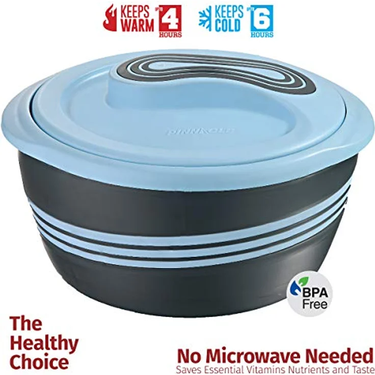 Pinnacle Servierschüssel für Salat - Suppenteller - Thermo-Schüssel mit Deckel - tolle Schüssel für Urlaub, Abendessen und Party 3er Set 3,6 qt Blau – Bild 3