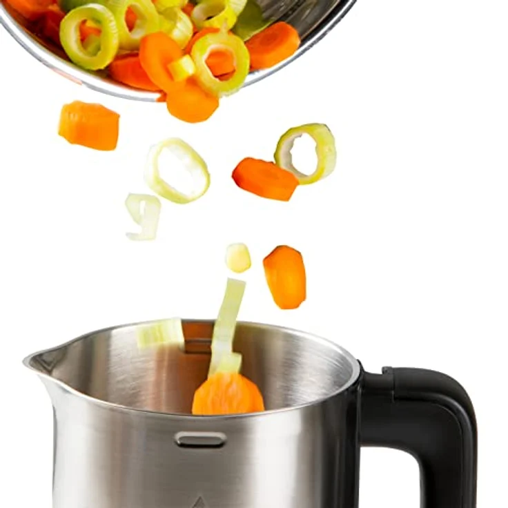 DOMO My Soup Express DO727BL Suppenbereiter, 6 Programme, 800W, LED-Anzeige, 1,2 Liter, Edelstahl, silber, schwarz – Bild 2