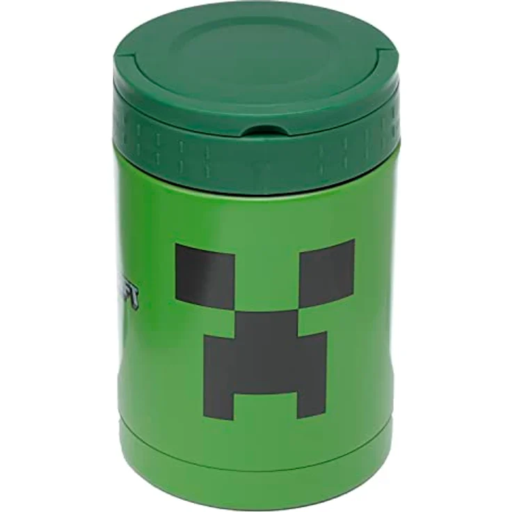 Puckator Minecraft Creeper Offizielle Lizenz Thermobehälter aus Edelstahl 500ml für kalte & warme Speisen, Brotzeitbox – Bild 5