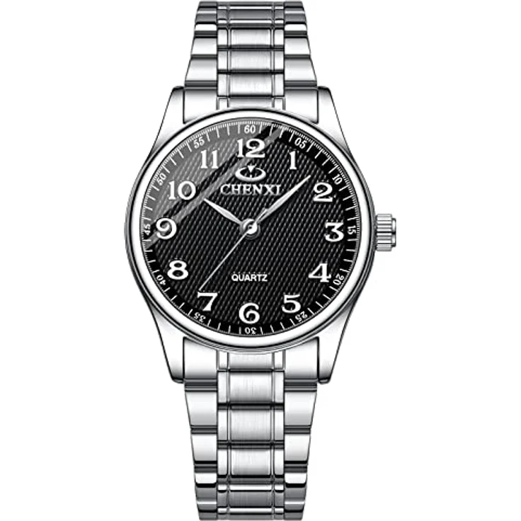 JewelryWe Damen Armbanduhr Analog Quarz, 30M wasserdicht, Edelstahl mit römischen Ziffern und leuchtenden Zeigern, Schwarz – Bild 1