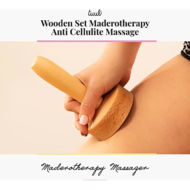 tuuli Accessories Maderotherapie Holz Set Massagegerät Swedische Tasse Massageroller Cellulite Lymphdrainage Gerät – Bild 3