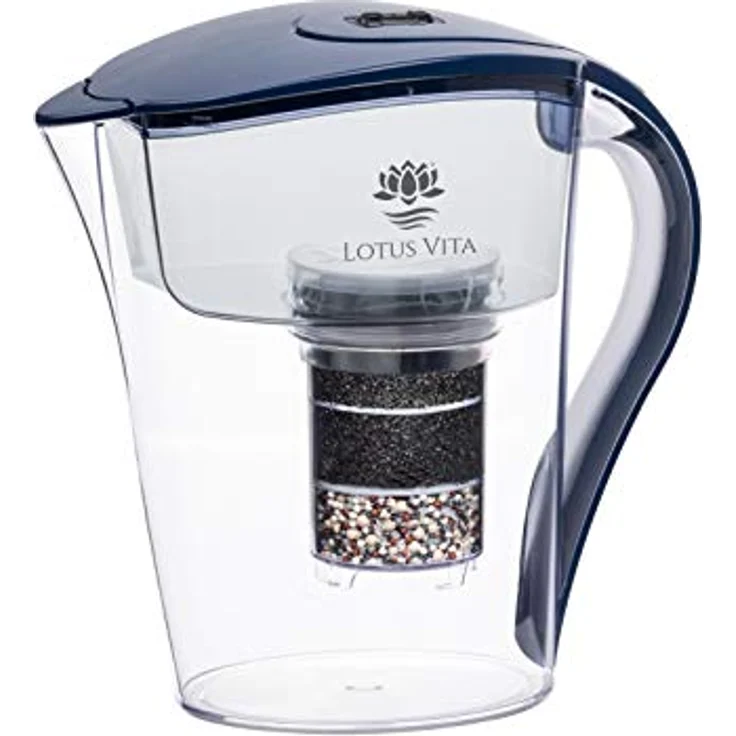 Lotus Vita FAMILY Wasser Filterkanne mit Kartusche, 4-Stufen-Filtersystem, BPA-frei, blau – Bild 4