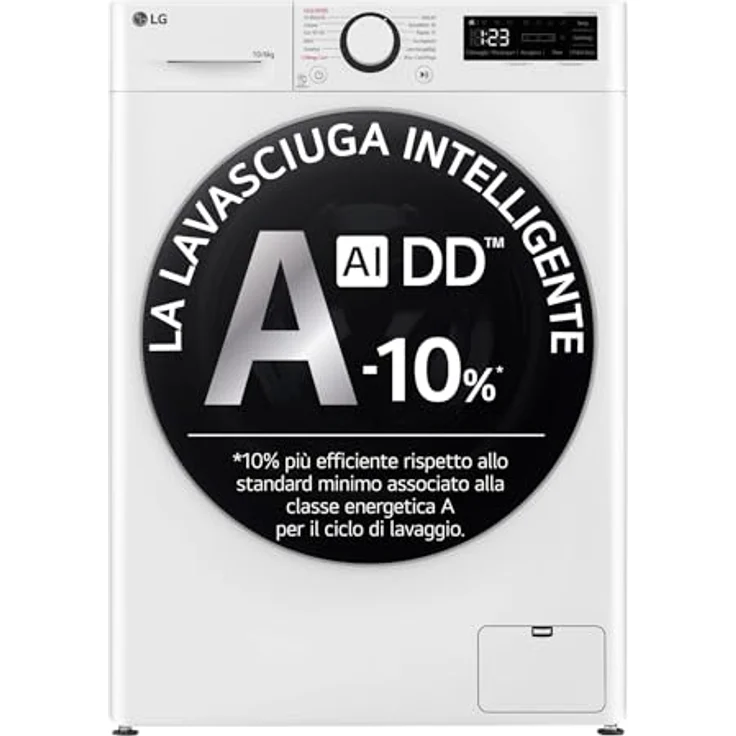 LG D4R5010TSWS Waschtrockner, freistehend, Frontlader, 10 kg Waschen, 6 kg Trocknen, Energieeffizienzklasse D, weiß – Bild 1