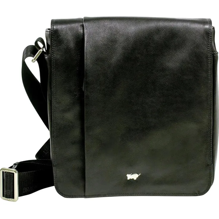 Braun Büffel GOLF Flap, Handtasche aus feinnarbigem Rindleder mit Magnetverschluss und Reißverschlussfach, Schwarz