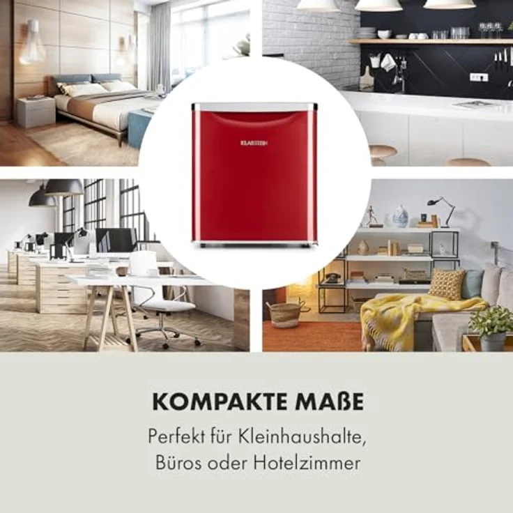 Klarstein Yummy - Kühlschrank mit Gefrierfach, leise 41 dB, 47 L, rot – Bild 4