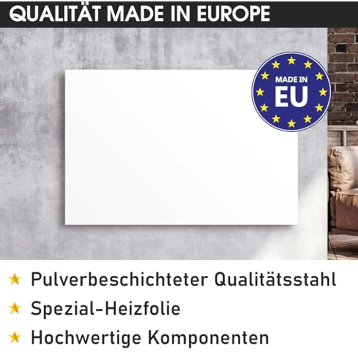 BRAST Infrarotheizung mit Thermostat | 700 Watt | Made in Europe | hoher Wirkungsgrad | Ultraflache Bauweise | IP-TH 700 – Bild 5