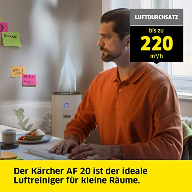 Kärcher Luftreiniger AF 20, Luftdurchsatz: 220 m³/h, bis zu 40 m² Räume, beseitigt 99,95% der Partikel bis zu 0,3 μm wie Feinstaub, Aerosole, Allergene & Gerüche, Automatik-Funktion, Timer, Nachtmodus – Bild 2