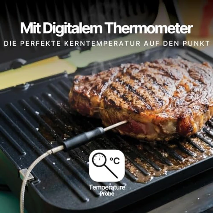 Seeger Kontaktgrill 3-in-1 MultiGrill XL, mit Temperatursonde, PFAS-freie Grillplatten, 2000 W, schwarz – Bild 6