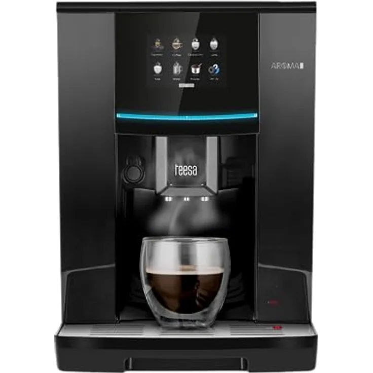 TEESA Kaffeevollautomat AROMA 800 mit Mahlwerk und Milchaufschäumer, 19 BAR, TSA4008, schwarz