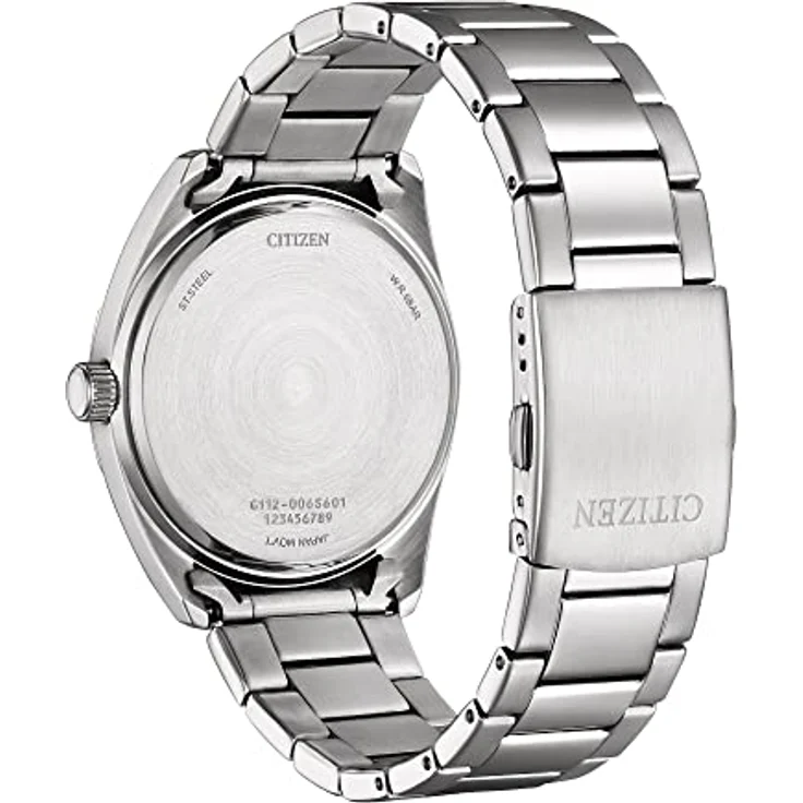 CITIZEN Analog Herrenuhr mit gelbem Zifferblatt, Grau, Japanisch - Quarzwerk, leuchtende Zeiger, wassergeschützt 5 ATM – Bild 2
