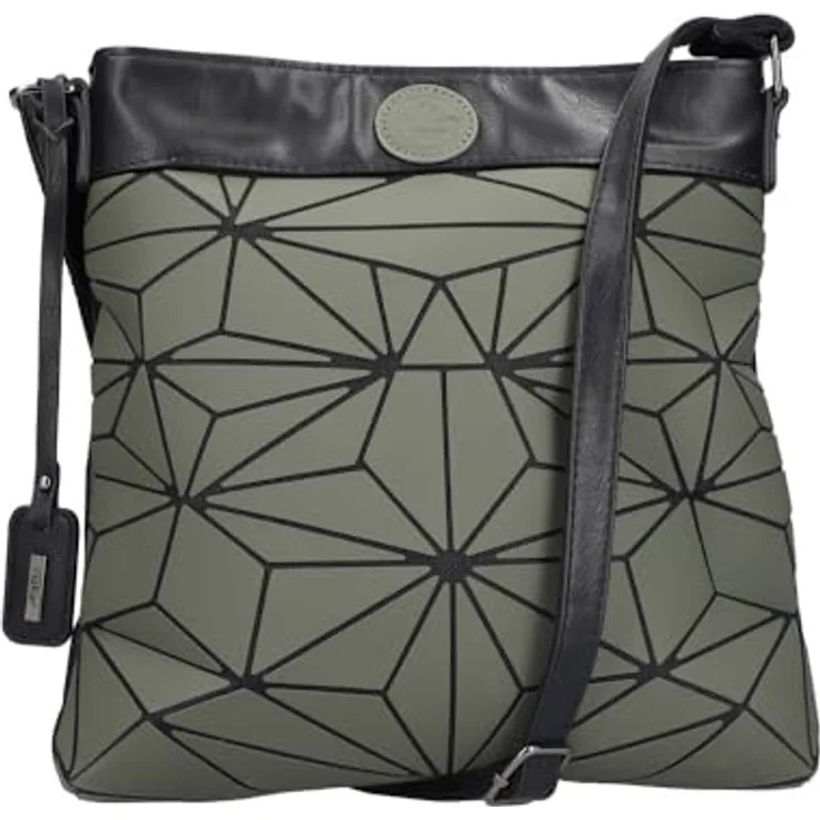 Rieker Umhängetasche, Handtasche Damen, mehrfarbig in khaki/black mit 2 Hauptfächern und verstellbarem Schulterriemen