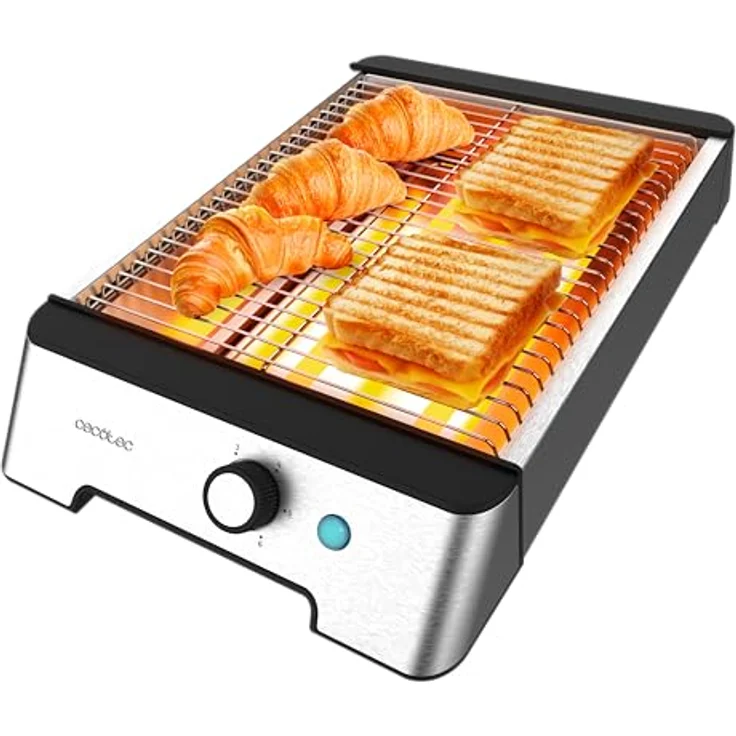 Cecotec NiceSlice Inox Toaster, flacher Toaster mit 3 Quarzwiderständen, 1000W, Edelstahl, 6 Bräunungsstufen – Bild 1