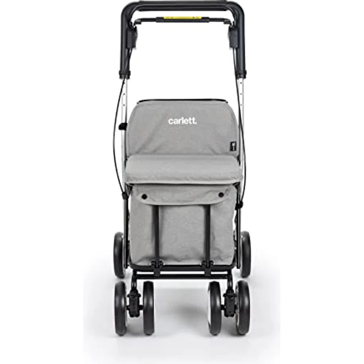 Carlett - Einkaufswagen und Gehhilfe mit Sitz für ältere Menschen - 4-rädriger Faltbarer Supermarkt-Trolley mit Abnehmbarer Einkaufstasche 29L/15kg und Ablagefach - hellgrau – Bild 2