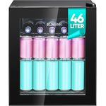 Bomann Getränkekühlschrank KSG 7291 | Mini Kühlschrank Glastür für bis zu 55 Dosen, leise (42db) | 2 Ablagen, 46L, für Büro, Outdoor und Gaming