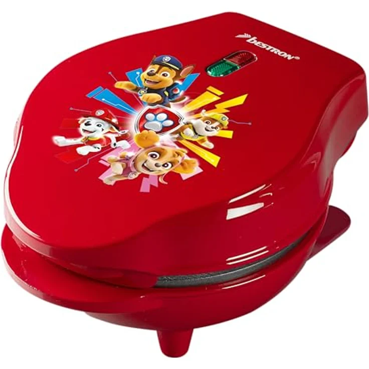 Bestron Paw Patrol Mini Waffeleisen, inkl. Backampel, Waffelgröße: Ø 10cm, offizielles Lizenzprodukt, Rot – Bild 2