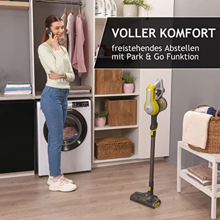 Hoover HF1 HOME Akku-Staubsauger ohne Beutel für bis zu 120 m² mit 1 Akkuladung – kabelloser Staubsauger mit LED-Licht, XL Staubbehälter & Parkfunktion – Handstaubsauger mit Fugendüse & Staubbürste – Bild 5