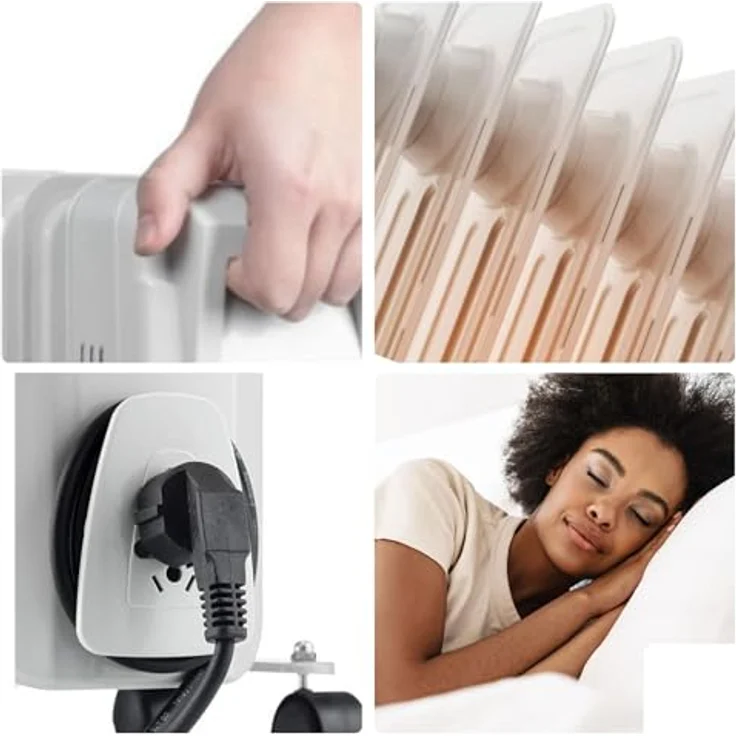 Perel Ölradiator Heizkörper mit Rollen, mobile Thermostat Zusatzheizung Elektroheizung, Radiator – Bild 4