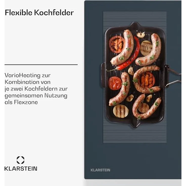 Klarstein Delicatessa 90 Flex Induktionskochfeld – 5-Zonen-Einbaukochfeld, 9.500 W Mit Thermoboost, Flexzone, Sensecontrol, Timer Und Kindersicherung, Glaskeramik Anthrazit, 90-cm-Design – Bild 5