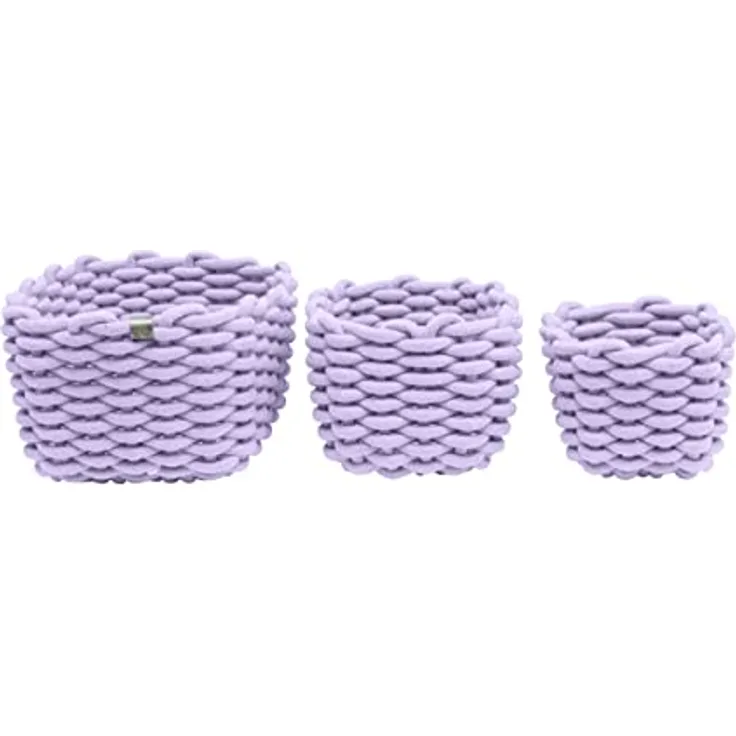 TOM TAILOR Aufbewahrungskorb, 3er Set, praktische Körbchen im Flecht-Design, stilvolle Organizer für Bad- und Kinderzimmer, dekorative Flechtkörbe, Lilac