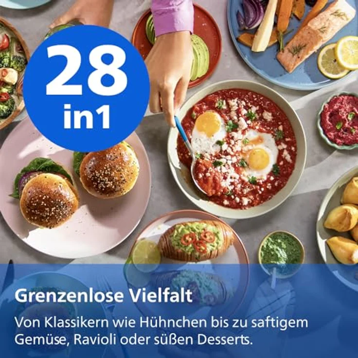 Philips Heißluftfritteuse NA565/02 Steam Airfryer 5000 Series, 9,5L Megabasket, 2750 W, Dampfgarfunktion, RapidAir Plus Technologie, inkl. Servierzange – Bild 15