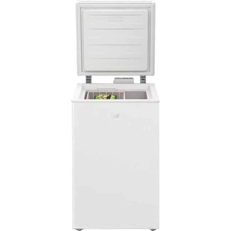 Beko HSM10440 b100 Gefriertruhe klein, MinFrost, Türalarm, 1 Gefriergutkorb, 104 l Nutzvolumen, nur 54 cm breit, leise (35 db(A)), Weiß – Bild 3