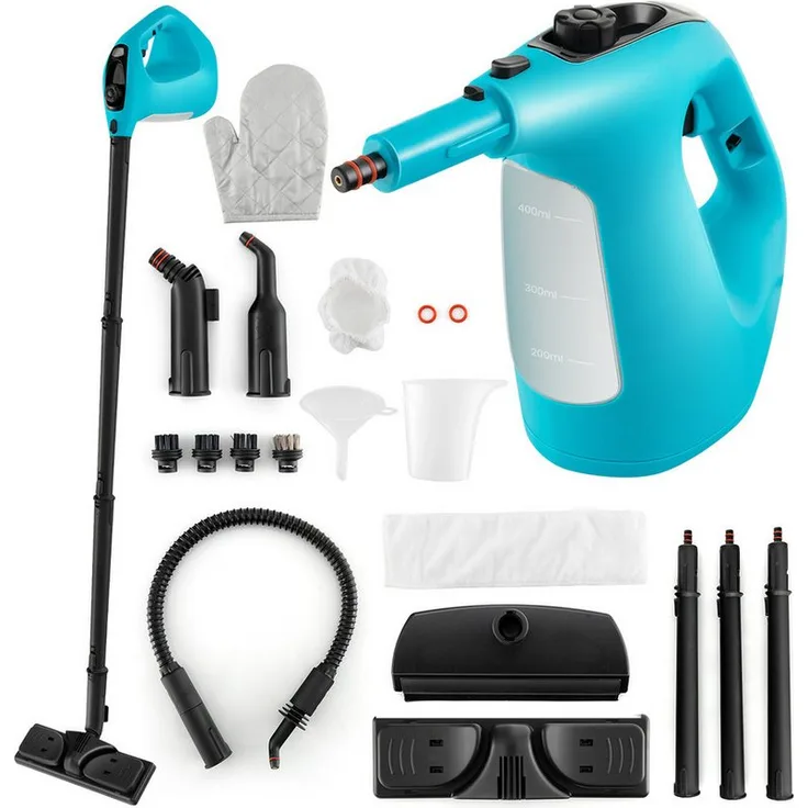 COSTWAY Dampfreiniger 125℃, 1 min. Aufheizzeit, 1400 W, 14 Zubehörteilen, Blau