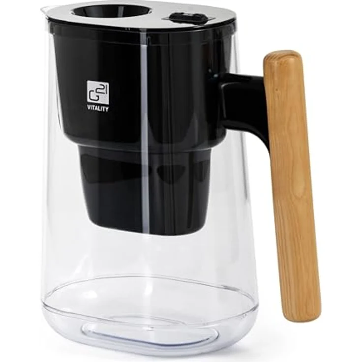 G21 Filterkanne G21, 2,5 L schwarz, 4-Schicht-Filtersystem, 3 Ersatzfilter, Filterkapazität 160 l, Filterwechselanzeige – Bild 1
