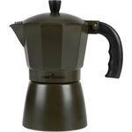 FOX International Kaffeekocher Espressokocher, 0,3l in Matt Khakigrün, leichte Aluminiumkonstruktion, ideal für unterwegs, Sicherheitsventil, 2 Größen verfügbar