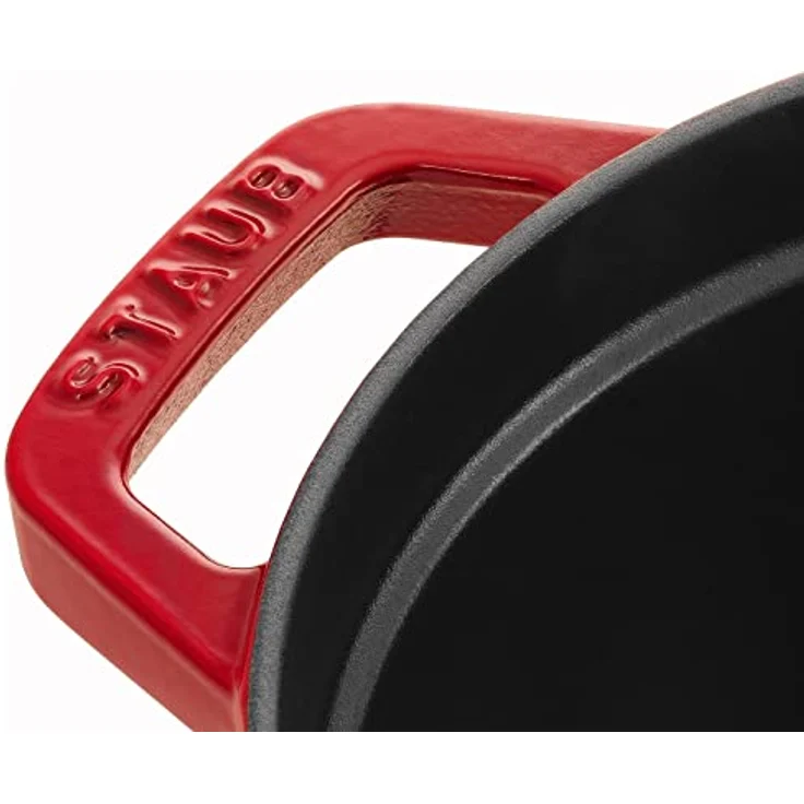 Staub 40509-866-0 Cocotte-Bräter, oval mit Deckel 31 cm, 5,5 L, mit mattschwarzer lierung im Inneren des Topfes, kirschrot – Bild 4