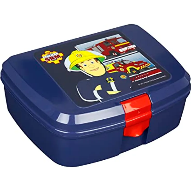 Scooli Brotdose für Kinder mit herausnehmbaren Einsatz - Feuerwehrmann Sam - Kindergarten Brotdose - Sandwichbox Schule - Brotzeitdose aus Kunststoff BPA frei - Sandwichbox - Lunchbox - Vesperbox