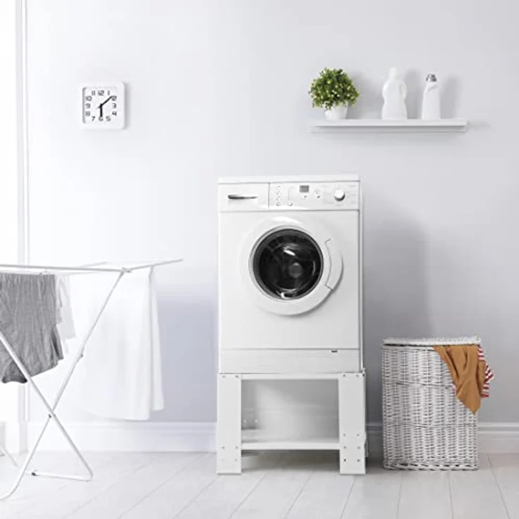 Xavax stabiles Waschmaschinen-Untergestell (60x60 cm, Unterbau-Erhöhung 40 cm, Sockel mit Bodenfach, Podest für Trockner, Gefrierschrank oder Kühlschränke) weiß – Bild 5