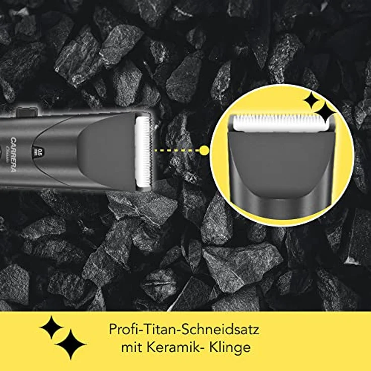 CARRERA Haarschneidemaschine Profi [2H AKKU LAUFZEIT] - Haarschneider mit Kermikklinge & umfangreichem Zubehör - Haartrimmer und Langhaarschneider Herren - Spritzwassergeschütztes Gehäuse – Bild 4