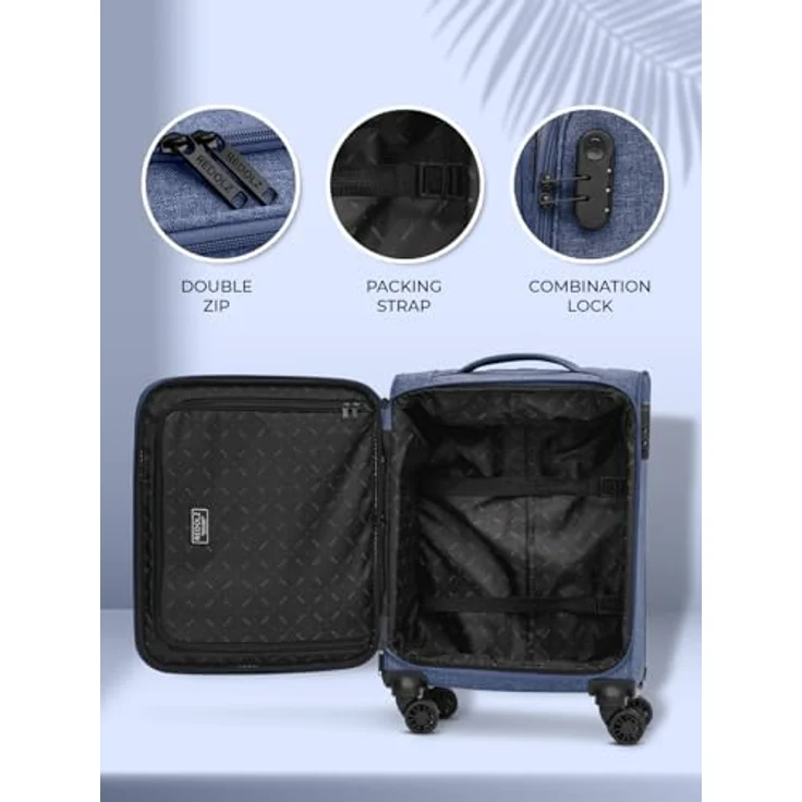 REDOLZ Cabin Weichschalen Kabinen-Koffer | Leichter Trolley mit 4 Doppelrollen für Damen & Herren 37 x 23 x 55 cm (Essentials 12) – Bild 5