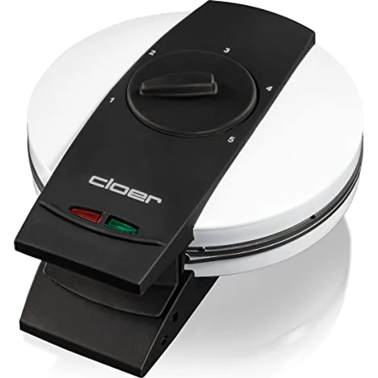 Cloer 1631HB Waffeleisen, für 5 einzelne Waffelherzen, Antihaftbeschichtung, 930 W, Backampel, praktische Standfunktion, Metall, weiß – Bild 1