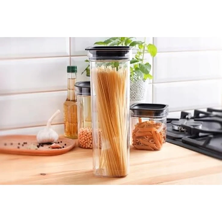 Plast Team Hamburg Food Canister 0,6 L, klare Dose mit schwarzem Vakuumdeckel, stapelbar und lebensmittelecht – Bild 4