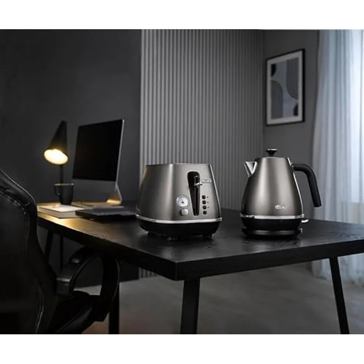 De'Longhi Wasserkocher Distinta Titanium KBIN2001.TB 360° Drehbarer Sockel Wasserstandanzeige 2000 W Herausnehmbarer Entkalker 1,7 L Schwarz – Bild 2